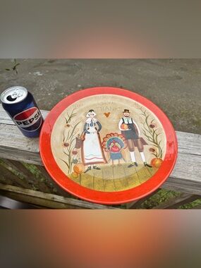 Thanksgiving Certified International White Ceramic Plate with Black Backstamp